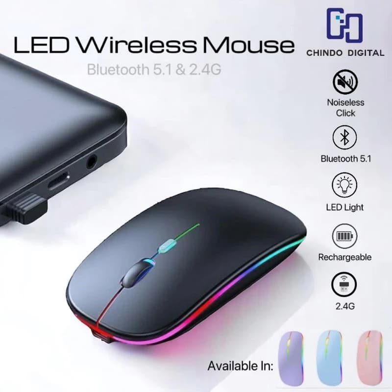 Mouse Bluetooth Rechargeable Wireless Mouse Ultra-thin Silent LED Colorful Backlit