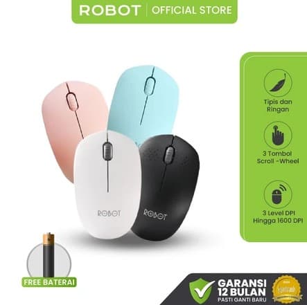ROBOT Mouse Wireless Tanpa Kabel Untuk Laptop PC Mouse Kantor Office Optical USB 2.4G Original Tipe M210