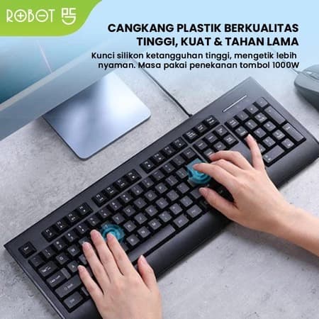 ROBOT Keyboard Wired Design Ultra Thin & Ringan Keyboard Portable Mini Office - RK20